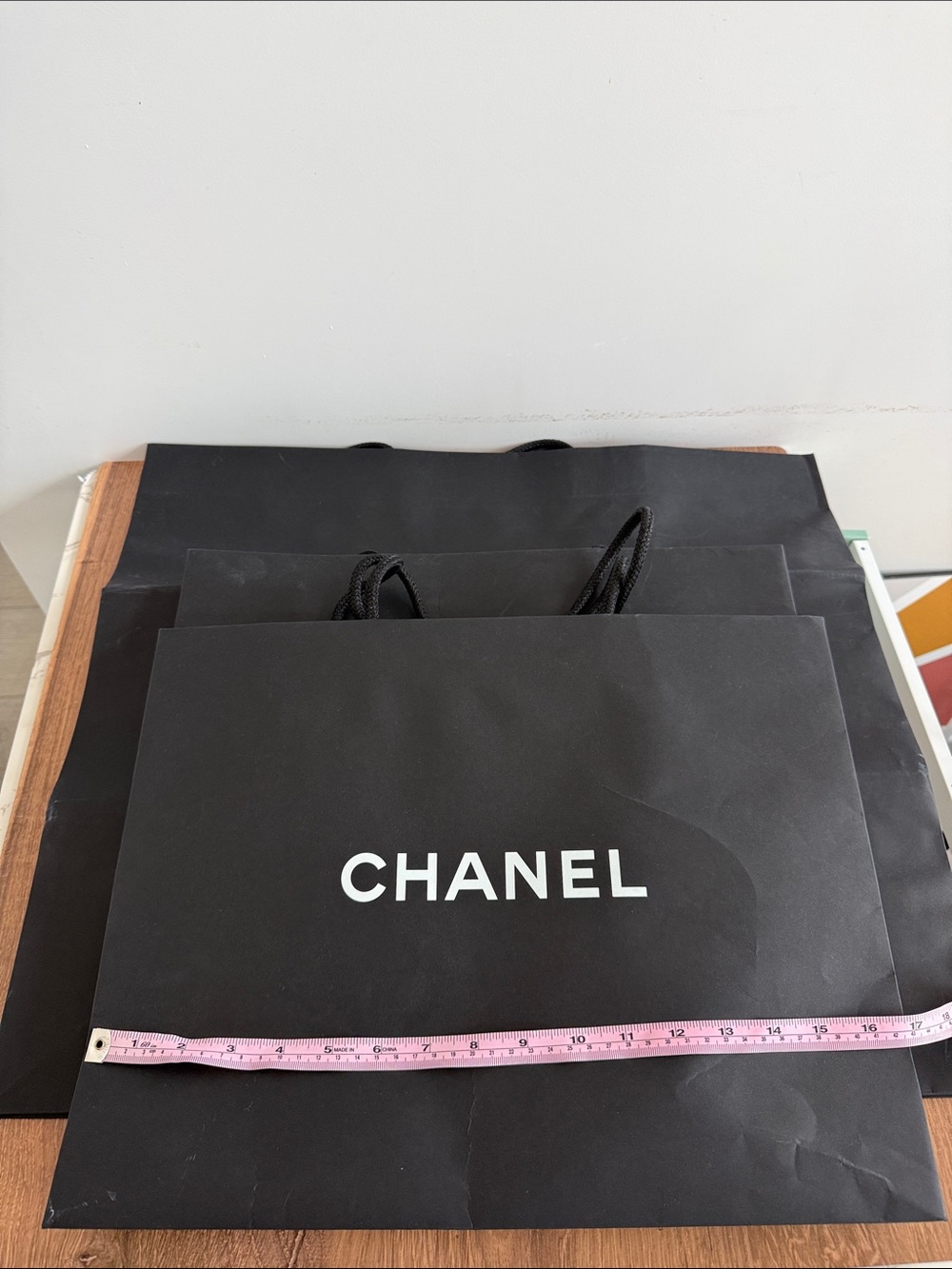 CHANEL Black Shopping Bag with White Logo